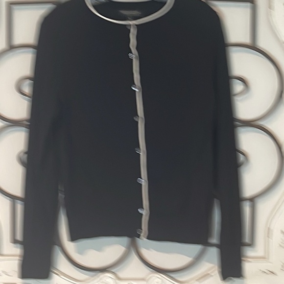 BANANA REPUBLIC STRETCH COTTON CARDIGAN BLACK/WHITE SIZE SMALL - Picture 3 of 10